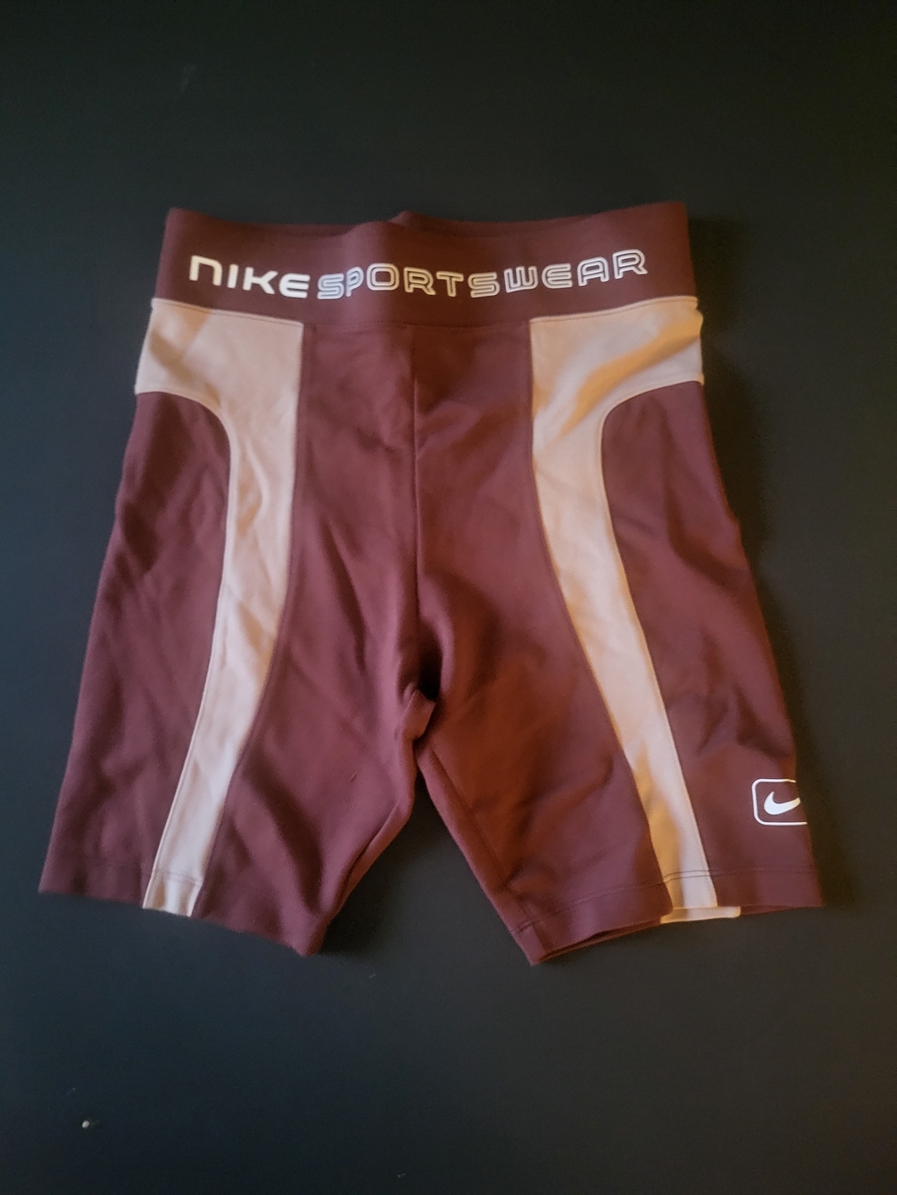 Nike Sportswear Maroon and Cream Compression Shorts